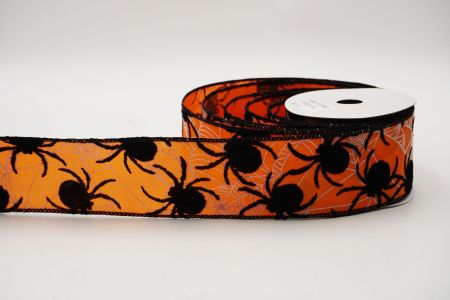 Wstążka przewodowa na Halloween z motywem pająka_KF7075GC-41-53_pomarańczowa